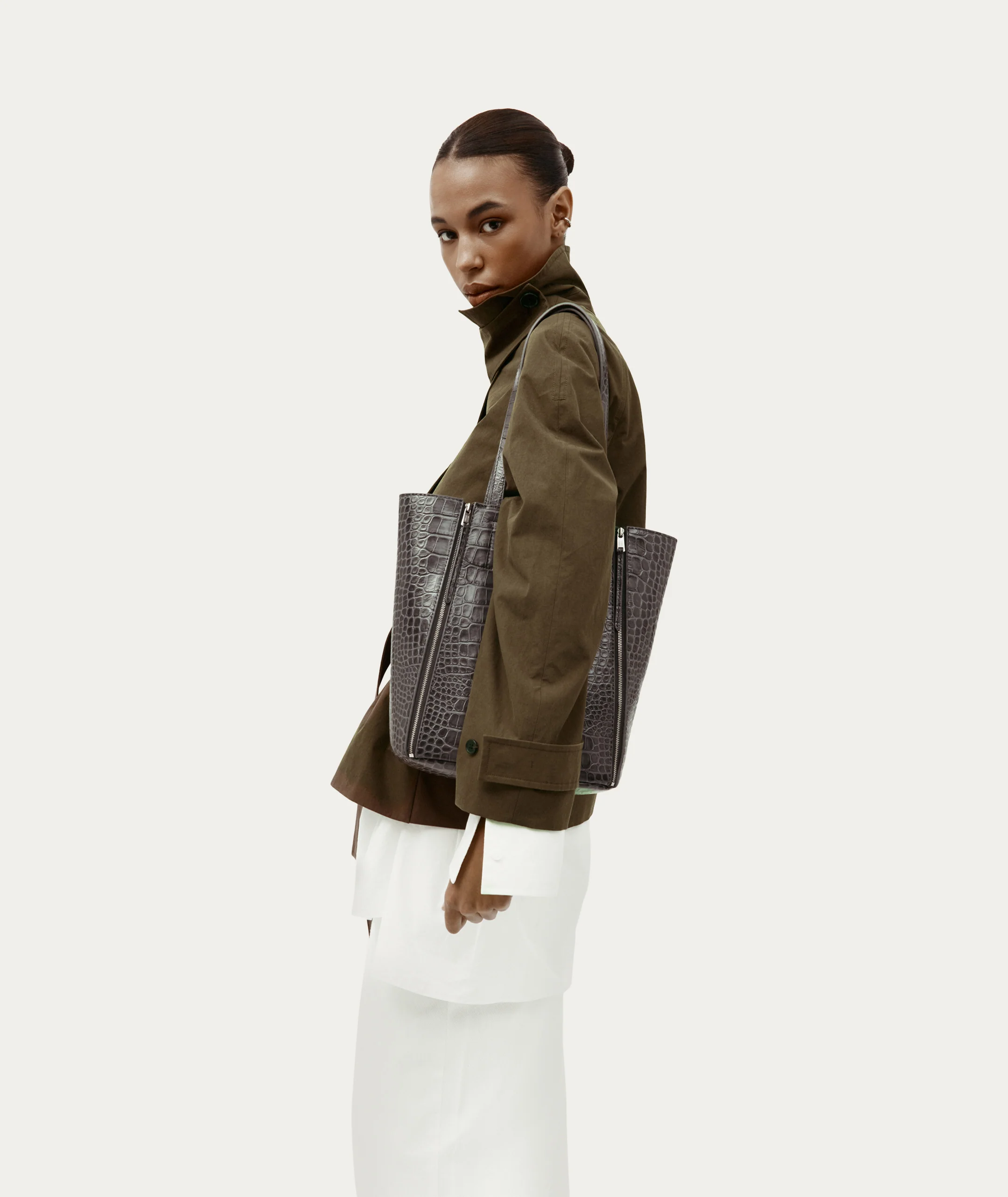 Mr Scurry Tote Midi - Flint Croc - Image 11