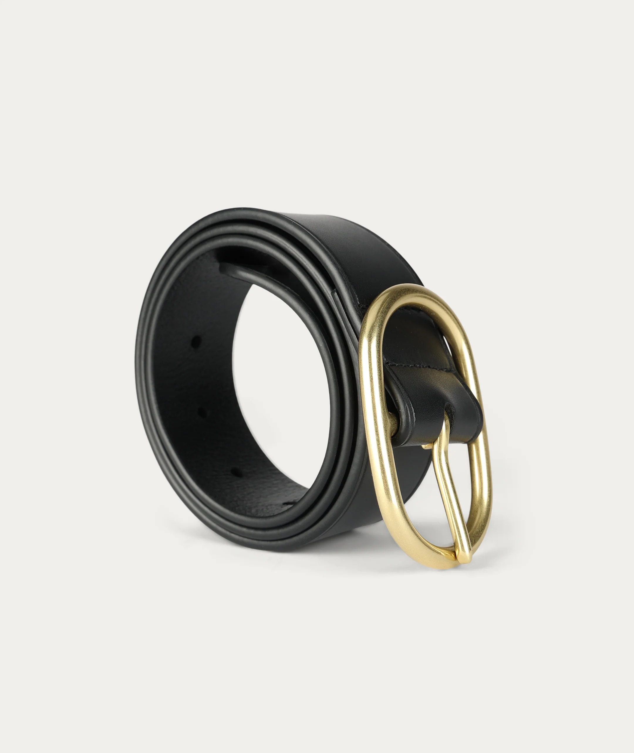 Wide Belt Oval Buckle - Black/Brass - Image 3