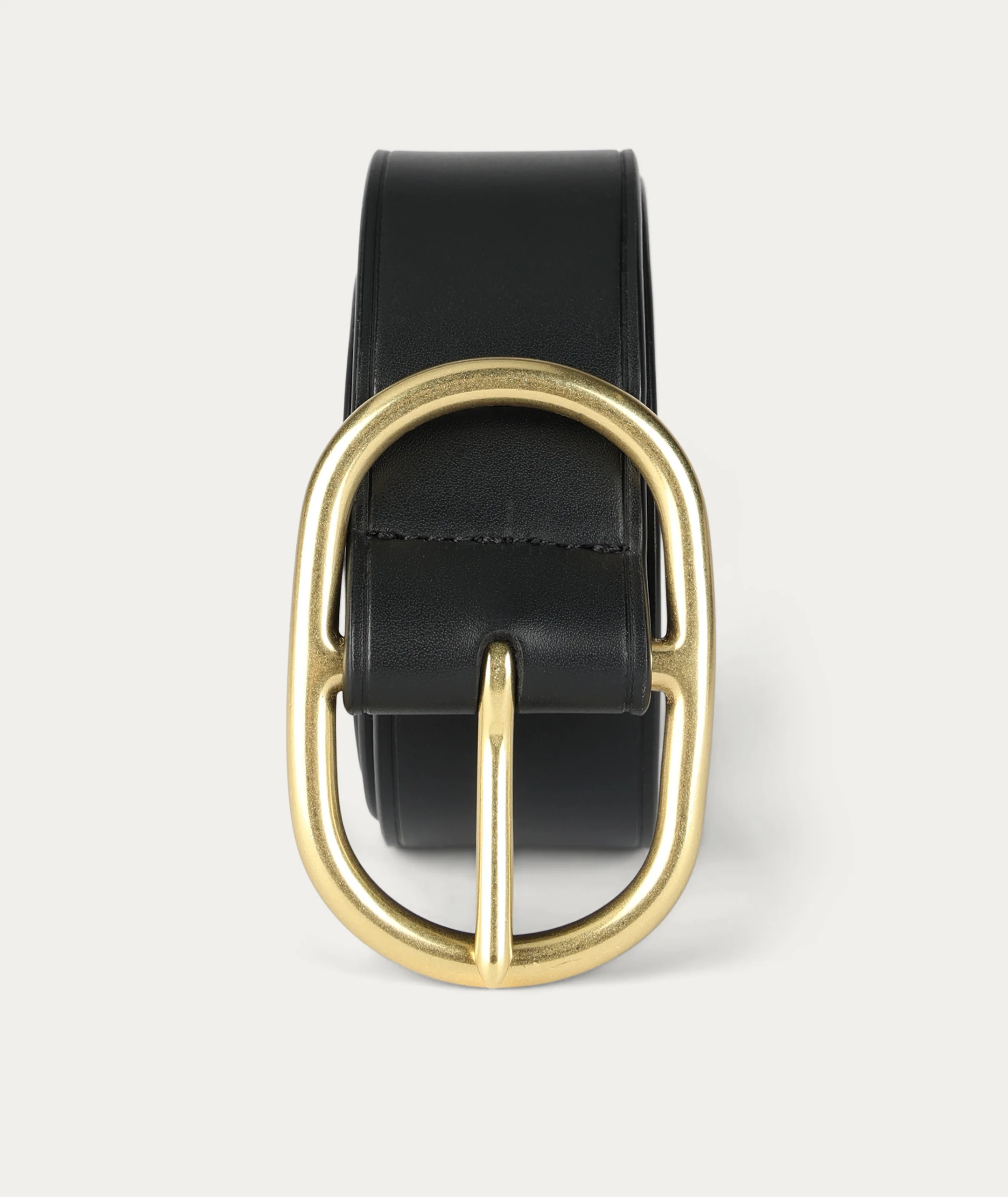 Wide Belt Oval Buckle - Black/Brass - Image 4